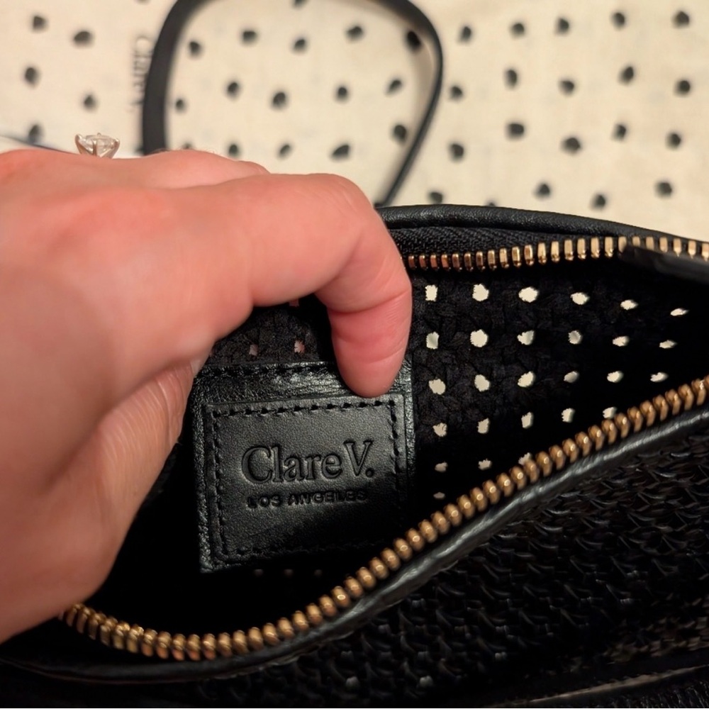 Clare V Petit Moyen Black Rattan Messenger Bag - Picture 8 of 9